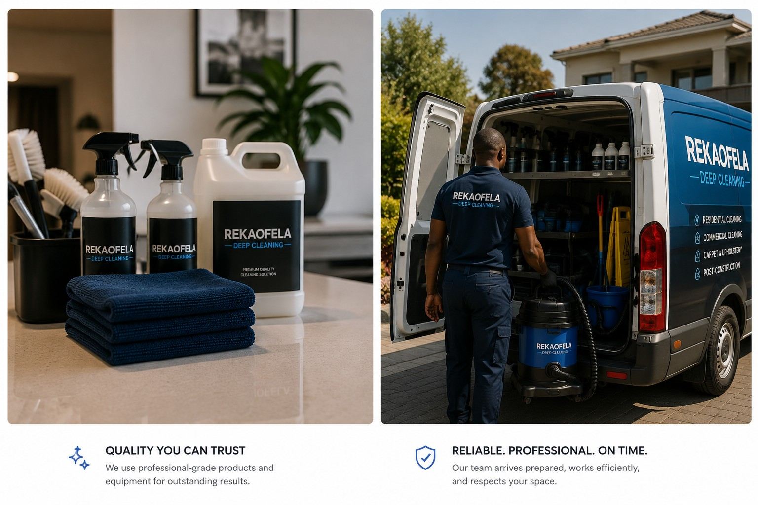 Rekaofela branded products, equipment and service vehicle