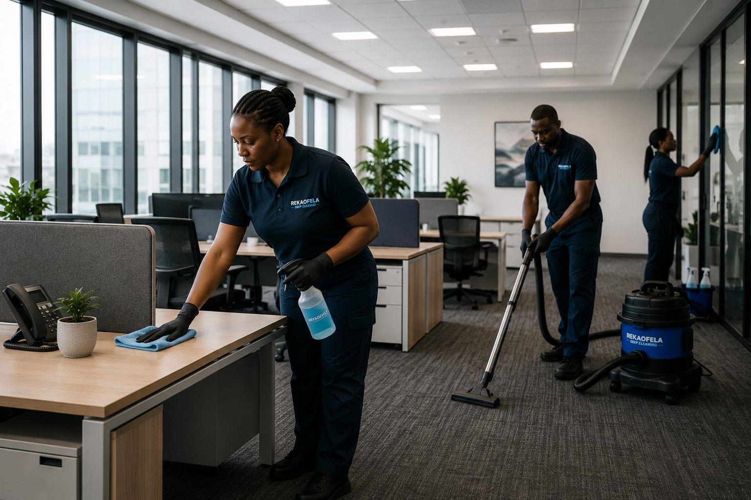 Rekaofela team servicing a commercial office